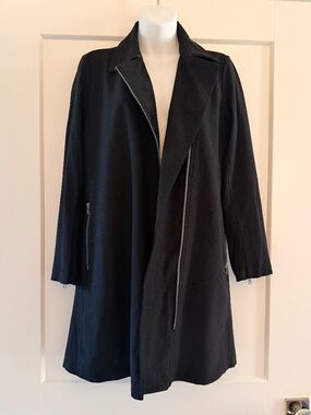 EILEEN FISHER Amazing Long Asymmetrical Zip Moto Dress Jacket Sz XS/S NEW $368!!